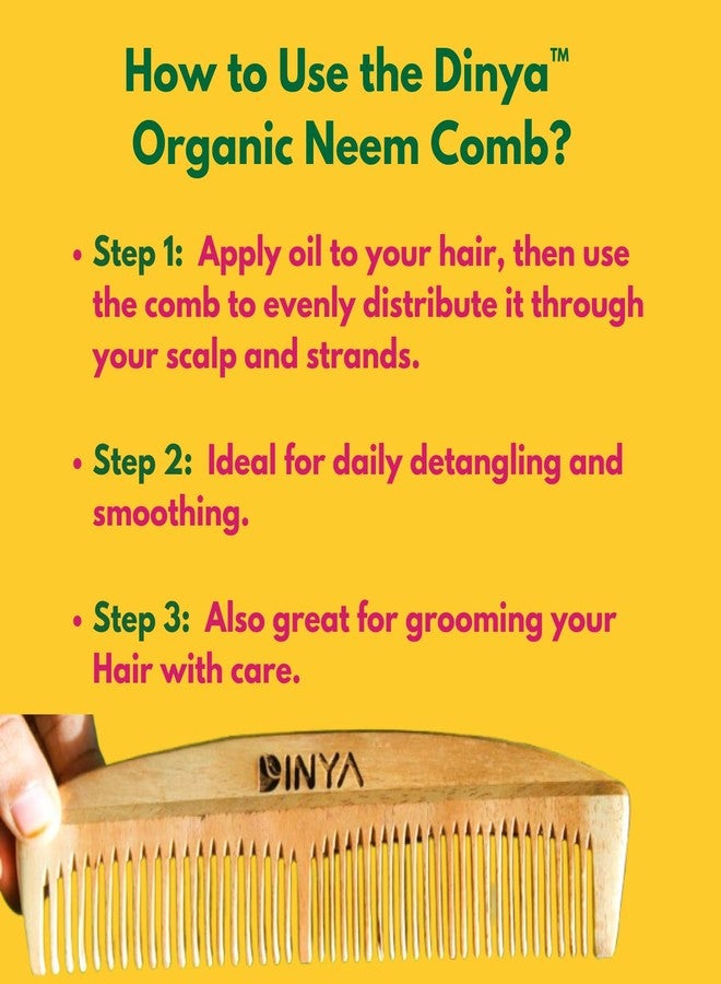 Dinya™ Organic (Premium Ruby) Neem Wood Comb for Hair Growth, Frizz Control & Shine | Suitable for All Hair Types | Handcrafted from 100% Natural Neem Wood - Image 5