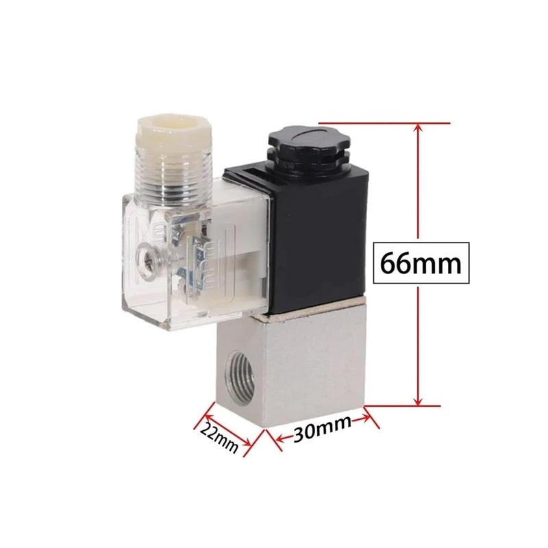 صمام هوائي كهرومغناطيسي 2 موضع 1/4 بوصة مغلق عادةً 12 فولت 24 فولت 110 فولت 220 فولت 2V025-08 أسود تركيب سريع تيار مستمر 24 فولت - Image 5