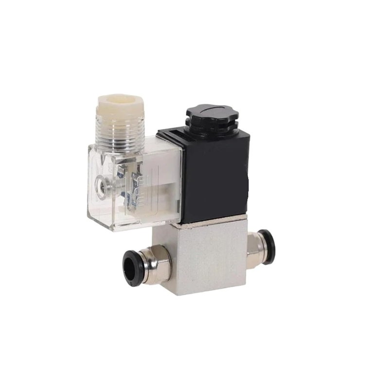 صمام هوائي كهرومغناطيسي 2 موضع 1/4 بوصة مغلق عادةً 12 فولت 24 فولت 110 فولت 220 فولت 2V025-08 أسود تركيب سريع تيار مستمر 24 فولت - Image 1