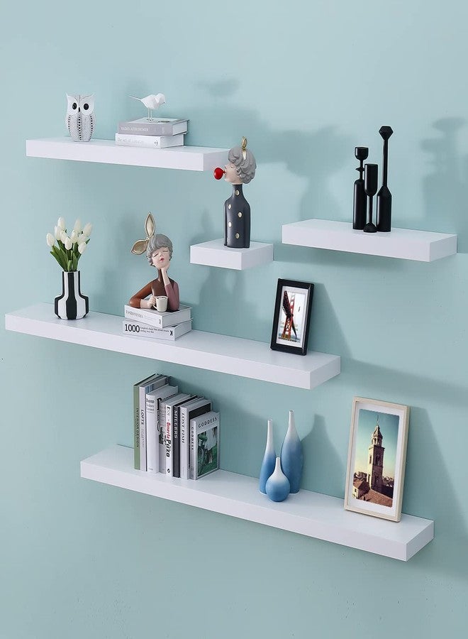 WELLAND 24 inch White Mission Floating Shelves for Wall, Bathroom and Bedroom, Modern Display and Book Shelves, Wall Mounted - Image 3