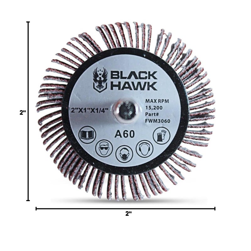 BHA Aluminum Oxide Shank Mounted Flap Wheels, 2” x 1” x 1/4”, 60 Grit - 5 Pack - Image 5