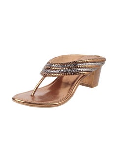 Mochi Mochi Women Ant Gold Block Heel Ethnic Sandal UK/4 EU/37 (40-1)  - Image 1