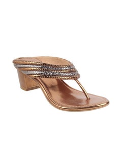Mochi Mochi Women Ant Gold Block Heel Ethnic Sandal UK/4 EU/37 (40-1)  - Image 2