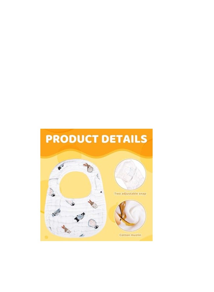 8-Layer Muslin Baby Bibs Set, 10 Cotton Drool Bibs for Teething and Feeding, Soft and Absorbent Infant Clothing Protection - Image 5