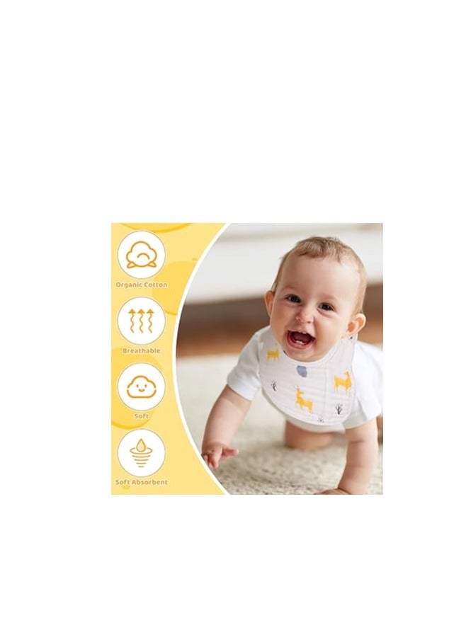 8-Layer Muslin Baby Bibs Set, 10 Cotton Drool Bibs for Teething and Feeding, Soft and Absorbent Infant Clothing Protection - Image 4