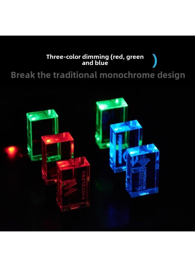 Crystal USB Flash Disk Usb3.0 Luminous Acrylic USB Flash Disk 16G Gift Music Laser Inner Carving Logo32g128g-Color:Silver-Capacity:128GB - Image 4