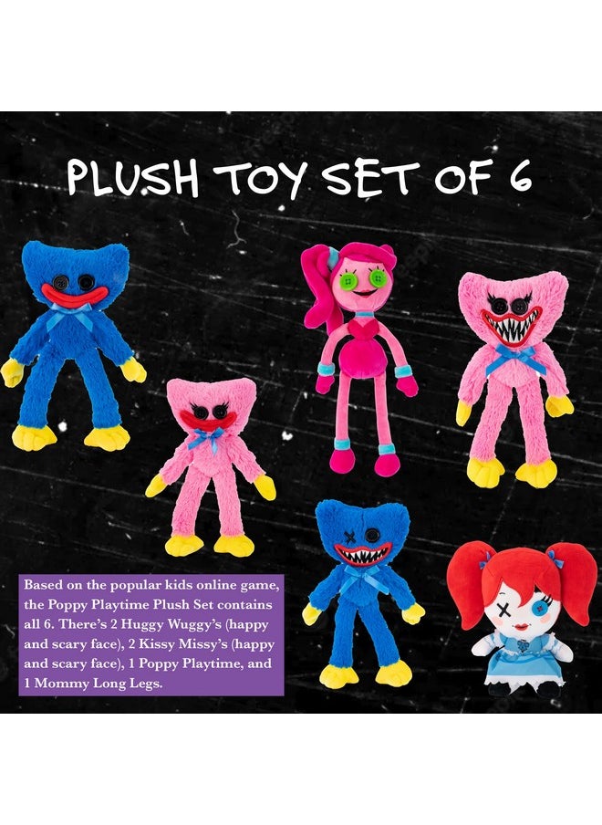 UCC Distributing Poppy Playtime 8” Plush Toy Set of 6 Includes: Huggy Wuggy with Scary Teeth and Smile, Kissy Missy with Scary Teeth and Smile, Mommy Long Legs & Poppy Playtime  - Image 2