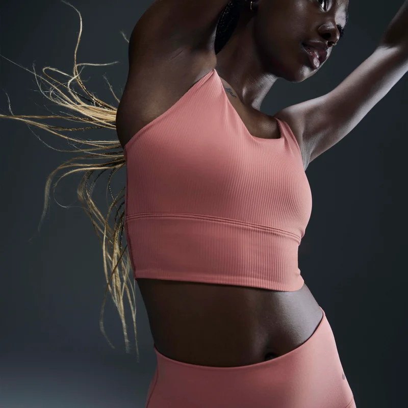 Nike Pink Women's Zenvy Rib Light-Support Yoga Sports Bra for Women | Best Price UAE