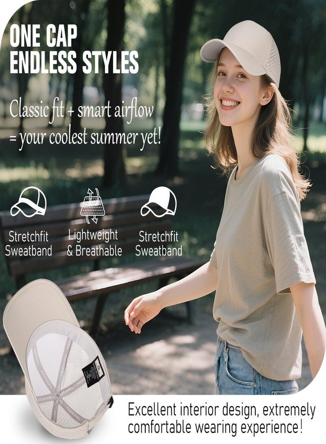 AOPREL Baseball Cap Breathable Mesh Golf Hat Quick Dry Adjustable Baseball Hats for Men and Women Sport Running Workout, Ivory White, One size - Image 2