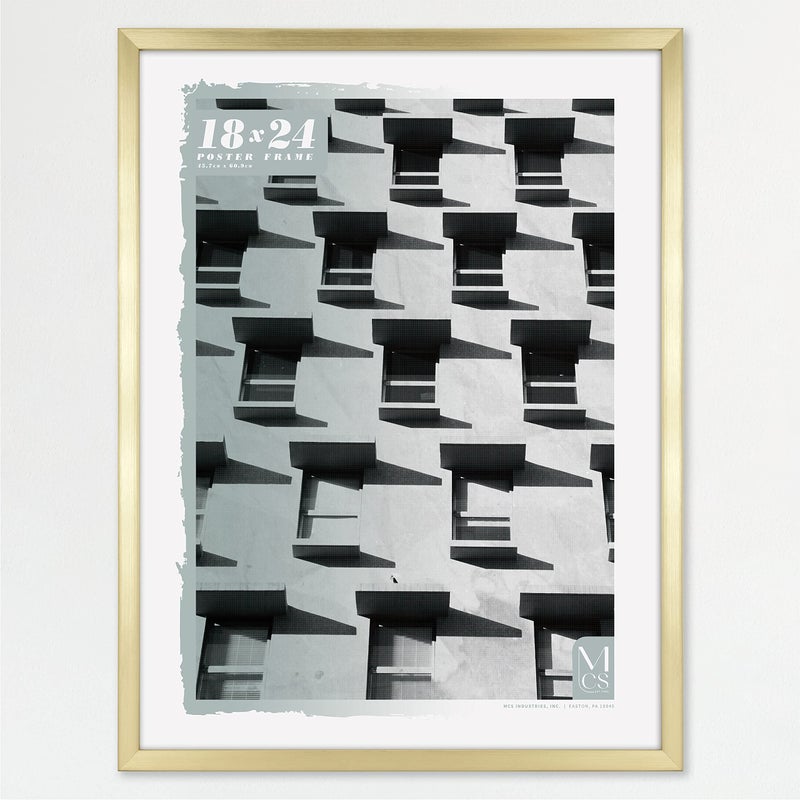 MCS Foundation 18x24 Poster Frame Traditional Brass Vertical  Horizontal Wall Hanging Large Picture Frame for Photos Posters  Art Prints 1Pack