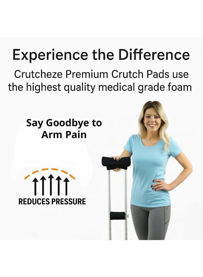 Crutcheze Premium USA Made Crutch Pad and Hand Grip Covers | Comfortable Underarm Padding Washable Breathable Moisture Wicking Odor Reducing- Accessories for Adult & Youth Crutches (Black) - Image 5