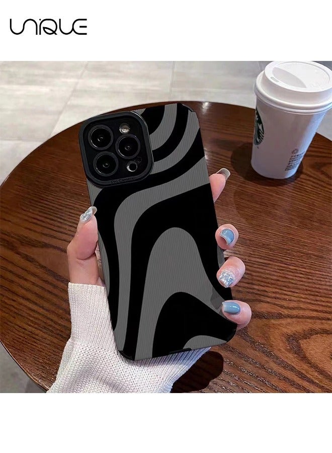 Unique Compatible with iPhone 15 Pro Max Case with Fashion Simple Cute Zebra Stripes Pattern Case for Women Girls Soft Silicone Protection Case for iPhone 15 Pro Max-Gray - Image 2