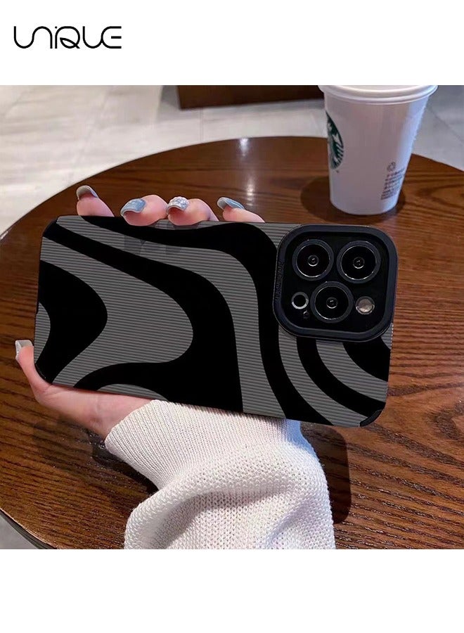 Unique Compatible with iPhone 15 Pro Max Case with Fashion Simple Cute Zebra Stripes Pattern Case for Women Girls Soft Silicone Protection Case for iPhone 15 Pro Max-Gray - Image 3