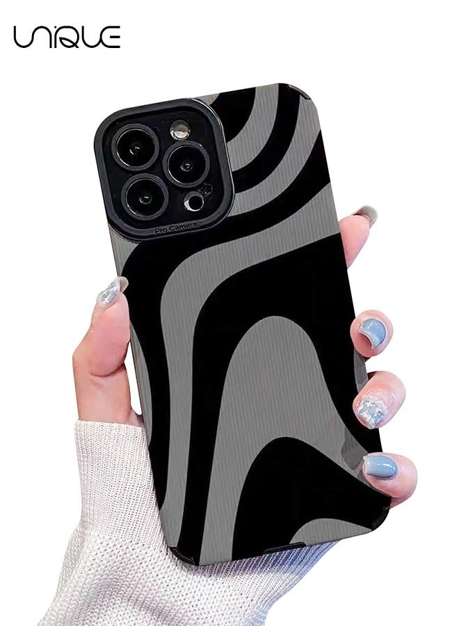 Unique Compatible with iPhone 15 Pro Max Case with Fashion Simple Cute Zebra Stripes Pattern Case for Women Girls Soft Silicone Protection Case for iPhone 15 Pro Max-Gray - Image 1