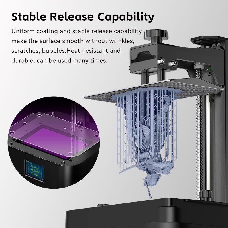 UniTak3D Original Photon Mono 2/Photon Mono 4 FEP Film 197 * 131mm 2Pcs Resin Vat 3D Printer Accessories Compatible with Anycubic Photon Mono 2/Mono 4 10K UV DLP LCD Resin 3D Printer-0.15 Thickness - Image 5