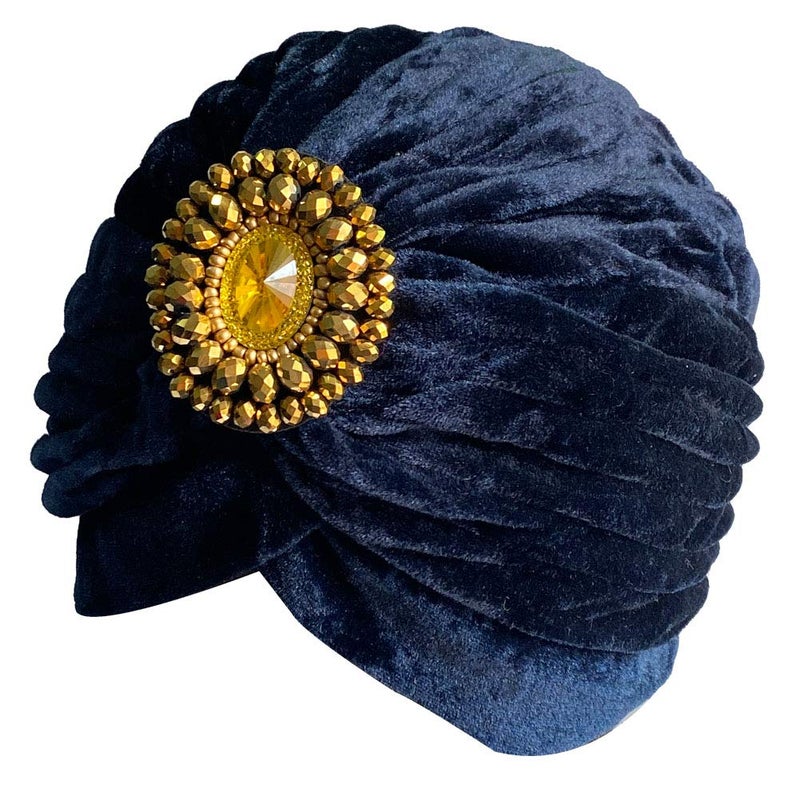 DECOU Twist Pleated Hair Wrap Stretch Turban 0545 (Navy) - Image 5