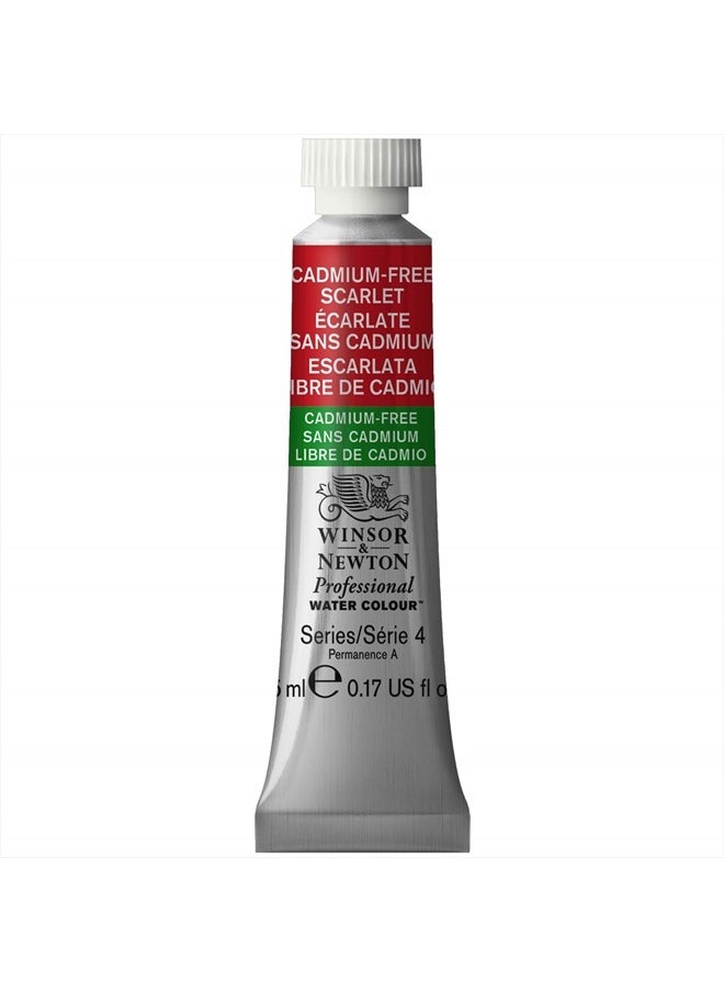 WINSOR & NEWTON Professional Watercolor, 5ml (0.17-oz) Tube, Cadmium-Free Scarlet  - Image 1