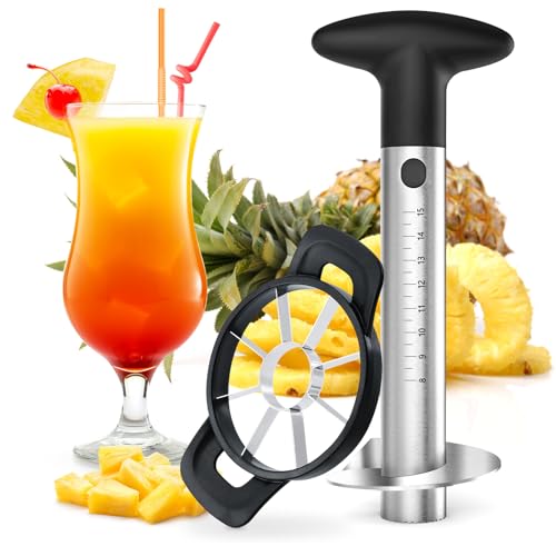 OOKUU Pineapple Corer Cutter, Stainless Steel Fruit Pineapple Peeler Slicer [Upgraded, Reinforced, Thicker Blade], Pineapple Core Remover with Measure Mark, Kitchen Tool for Diced Pineapple Rings - Image 1