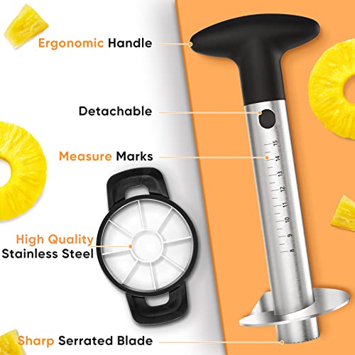 OOKUU Pineapple Corer Cutter, Stainless Steel Fruit Pineapple Peeler Slicer [Upgraded, Reinforced, Thicker Blade], Pineapple Core Remover with Measure Mark, Kitchen Tool for Diced Pineapple Rings - Image 2