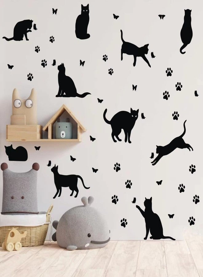 Bamsod Black Cat Wall Stickers for Kids Bedroom - Vinyl Wall Art Decals, 10 Pcs - Image 3