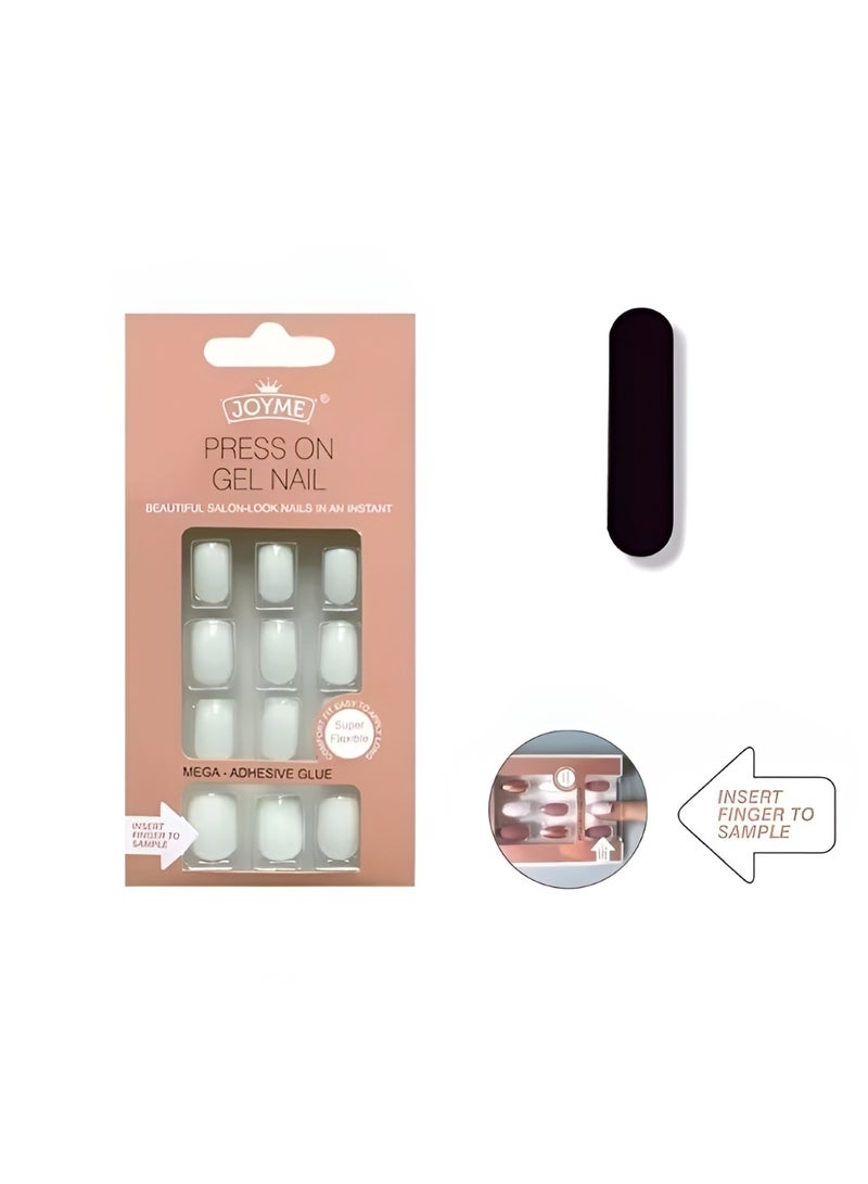 JOYME 24-Piece Pack Press On Full Cover Nails Glue Free Convenience White - Image 1