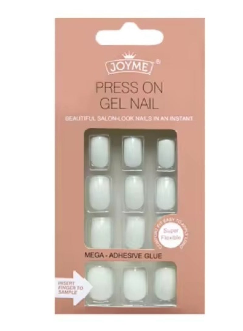 JOYME 24-Piece Pack Press On Full Cover Nails Glue Free Convenience White - Image 3