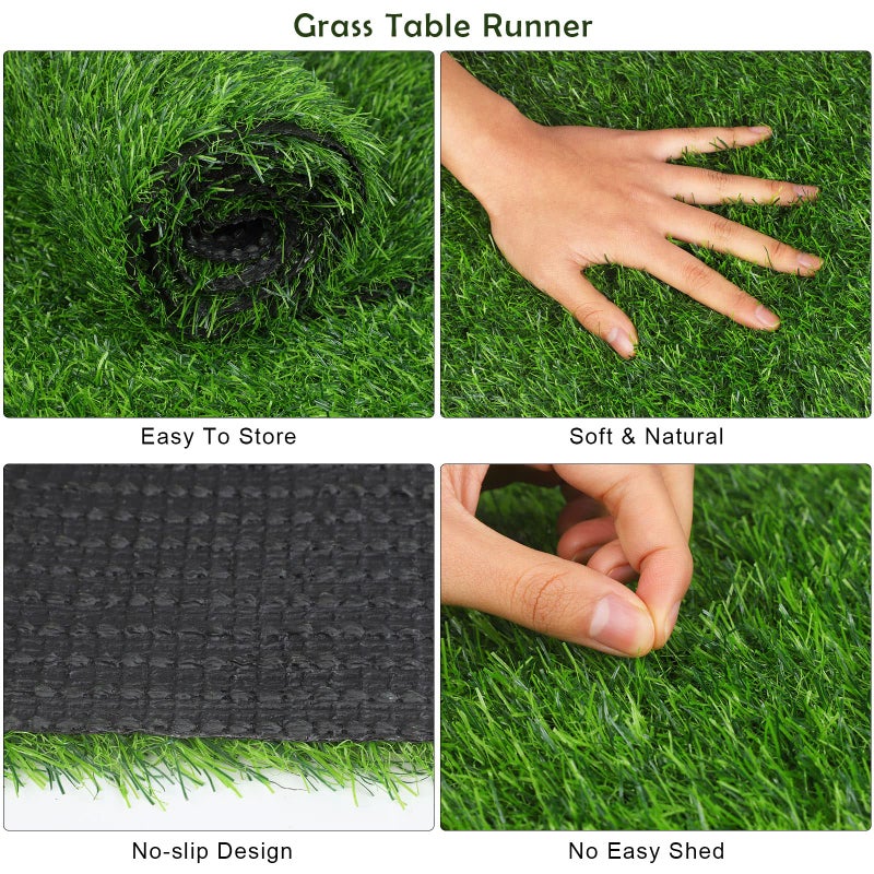 TURSTIN Artificial Grass Table Runners 14 x 48 Inch Green Grass Tabletop Synthetic Grass Carpet Rug Table Decorations for Spring Summer, Wedding, Birthday Party Decor - Image 3