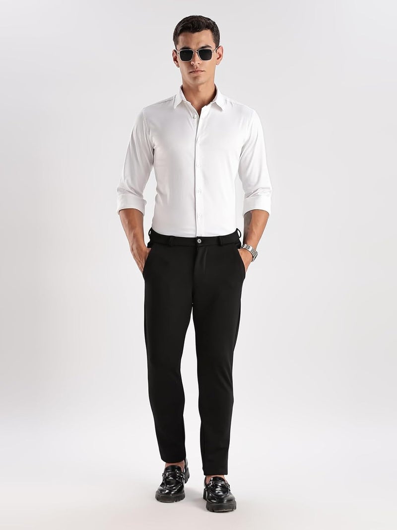 ADRO Men's Slim Fit Solid Casual Shirt - White Satin Evening Shirt for Office and Party Wear - Image 5