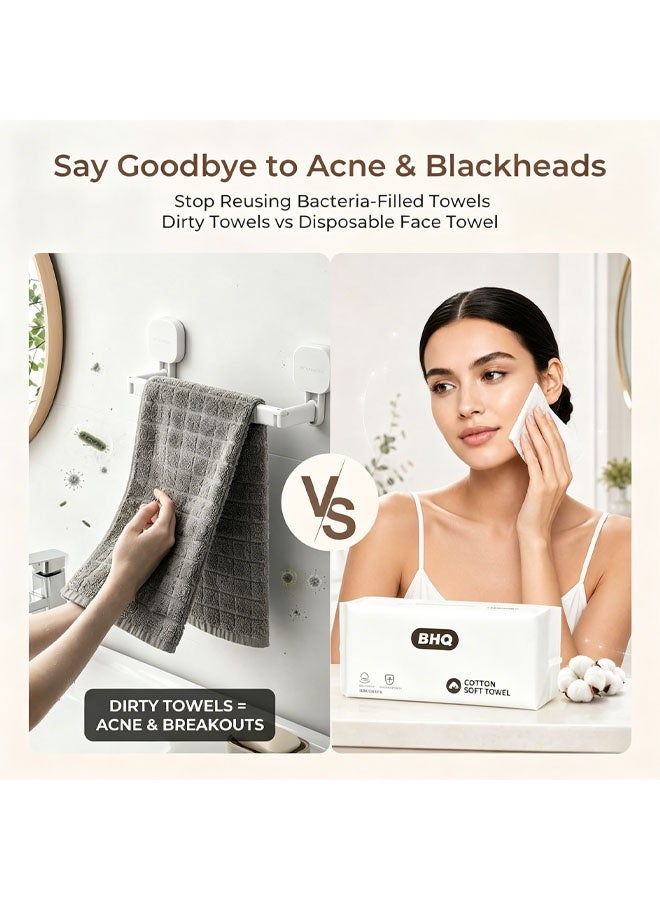 Face Towels,Disposable Face Towels 100 Count, Soft Dry Wipes Facial Cloths Towelettes for Washing and Drying,Deeply Cleansing Disposable Facial Tissue  for Bathroom and  Hotel,Multi-Purpose for Skin Care, Make-up Wipe, Face Wipes and Facial Cleansing - Image 2