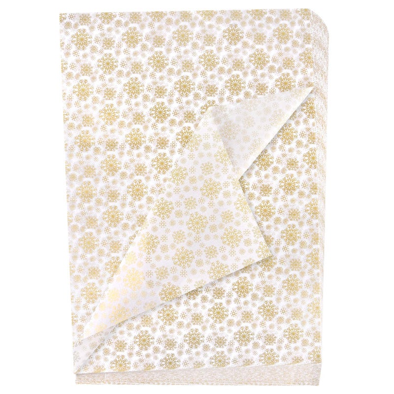 MIAHART 100 Gold Christmas Snowflake Tissue Paper Sheets 50  35cm Christmas Wrapping Paper for DIY and Craft Gift Bags Decorations