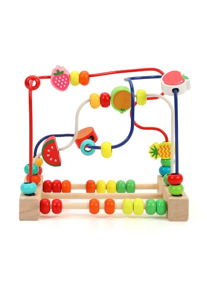 Aurlar Wooden Bead Maze Toys, Beads for Toddlers, Colorful Fruit Bead Toy Kids Roller Coaster Preschool Educational Toys, Sensory Learning Toys, Birthday Gifts for Toddlers Kids Boys Girls  - Image 3