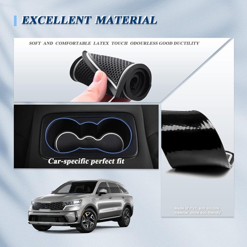 BIBIBO Reliable durability Car Gate Slot Mats for 2021 2022 2023 Kia Sorento MQ4 Accessories,Auto Interior Trim Door Slot Pads,Center Console Custom Cushion Liner Mats,Non-Slip Cup Holder Insert Mat Cup Mat 21Pcs (White) Elegant practical multi-option build - Image 2