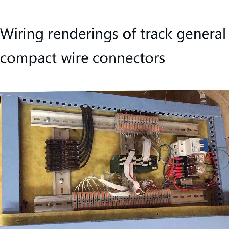 UOHGDPY DIN Rail Terminal Blocks Kit - Universal Compact Wire Wiring Connector (20connectors +2 Rail Parallel + Digital Identifications + 2 Fixed Clamps + Screw) - Image 2