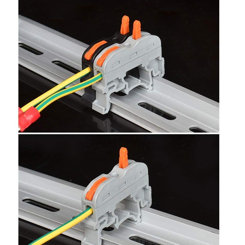 UOHGDPY DIN Rail Terminal Blocks Kit - Universal Compact Wire Wiring Connector (20connectors +2 Rail Parallel + Digital Identifications + 2 Fixed Clamps + Screw) - Image 5