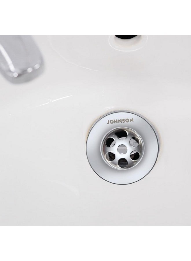 Johnson Bathrooms موصل نفايات نحاسي 2.5 بوصة 84 مم | موصل نفايات كامل الخيوط لأحواض الغسيل | مخرج تصريف كروم أبيض - Image 3