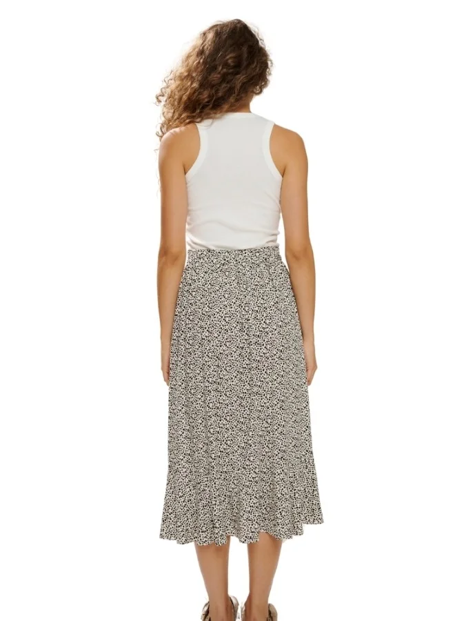 HaILYS Polka Dot Wrap Midi Skirt with Ruffle Hem - High-Waisted Asymmetrical Skirt