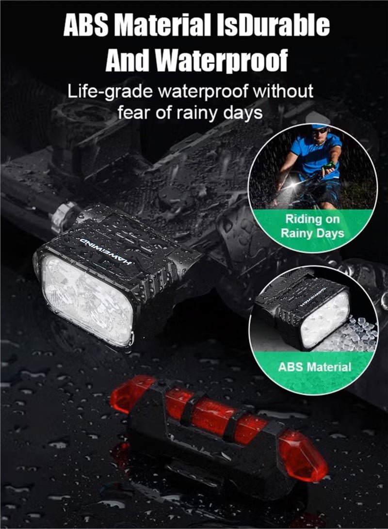 4 IN 1 Bike Lights Set,400 Lumen Super Bright Headlight and Rear Taillights with 4000mAh Battery Power Bank/Phone Holder/Horn/Many Lighting Modes/Waterproof,Easy To Fit,USB Rechargeable Bicycle Lights Set for Night Cycling Road Mountain Riding - Image 5
