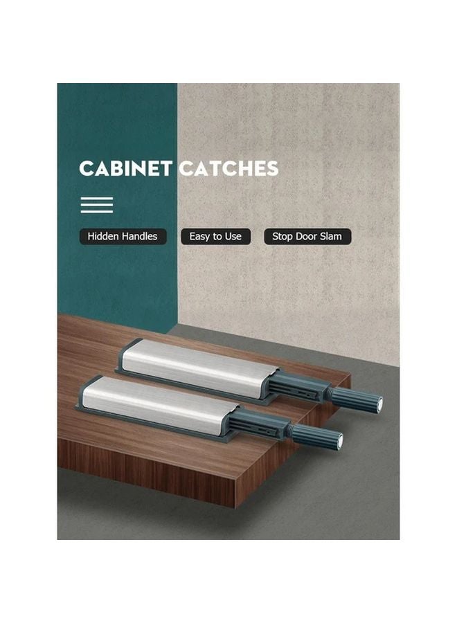 2Pcs Push Open Latch Heavy Duty Cabinet Door Catch Hidden Mechanism Adhesive Mount - Image 2