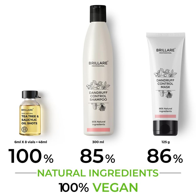 Brillare Anti Dandruff Treatment Combo Controls Dandruff Gives Relief from Itchy  Flaky Scalp Shampoo 300ml Conditioner 125ml and Oil shots 8 shots x 6ml each - Image 5