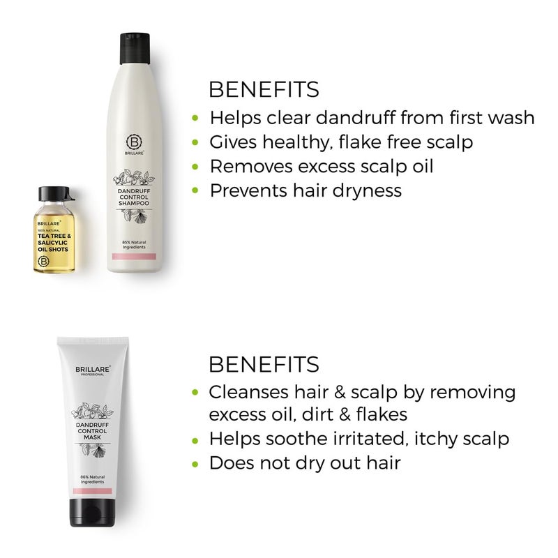 Brillare Anti Dandruff Treatment Combo Controls Dandruff Gives Relief from Itchy  Flaky Scalp Shampoo 300ml Conditioner 125ml and Oil shots 8 shots x 6ml each - Image 4