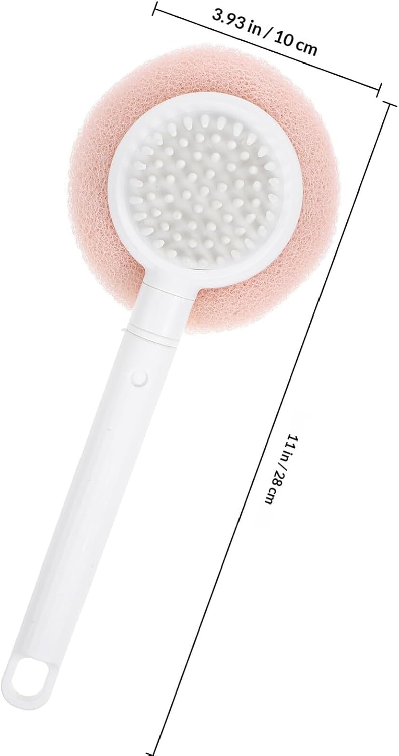 FENICAL Long Handle Bath Brush and Back Scrubber with Soft Sponge Head for Exfoliating and Deep Cleaning, Portable Body Shower Brush Suitable for Men, Women, and Elderly - Image 1