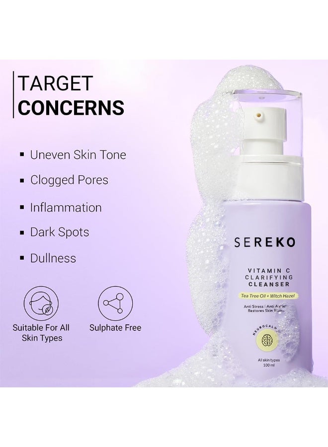 SEREKO Vitamin C Clarifying Clencer | Face Wash for Glowing & Brightening Skin For Men & Women | Remove Dirt, Excess Oil, Reduce Active Acne & Dark Spots | Suitable for All Skin Types | Gel to Foam 100ml - Image 2