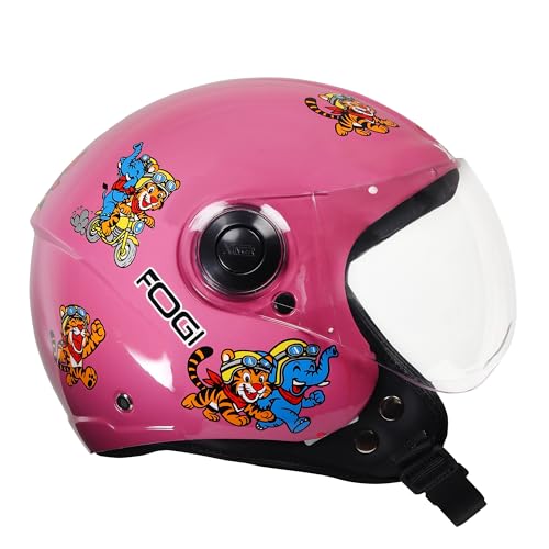 XINOR Kids Motorcycle Helmet by Xinor Fogi ISI Certified Ages 6-14 Years with Design - XS (Baby Pink) - Image 1
