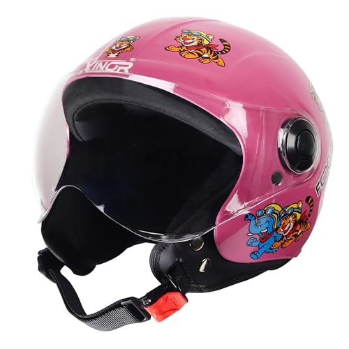 XINOR Kids Motorcycle Helmet by Xinor Fogi ISI Certified Ages 6-14 Years with Design - XS (Baby Pink) - Image 2
