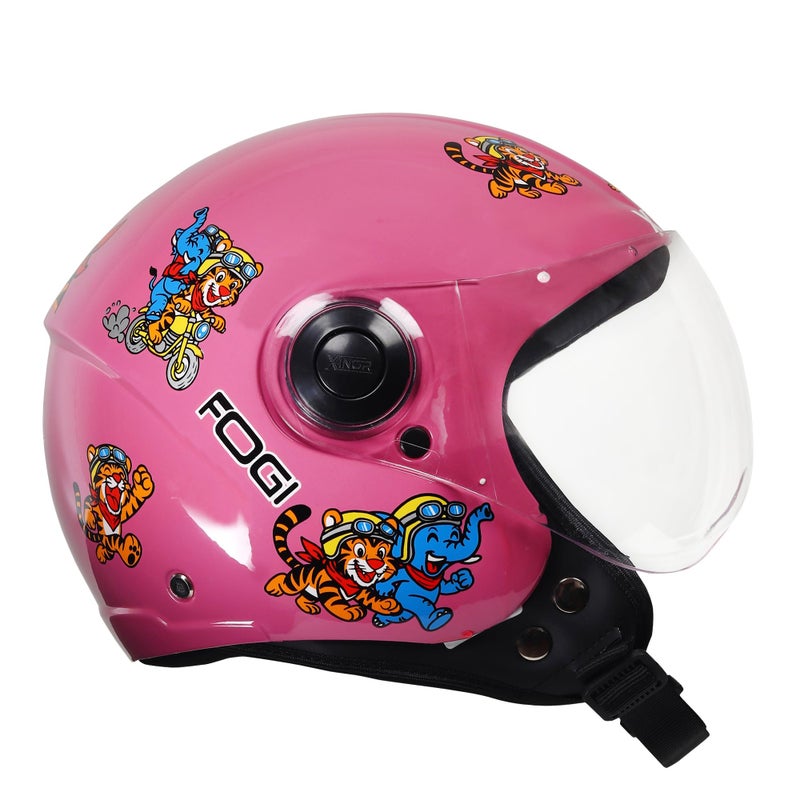 XINOR Kids Motorcycle Helmet by Xinor Fogi ISI Certified Ages 6-14 Years with Design - XS (Baby Pink) - Image 5