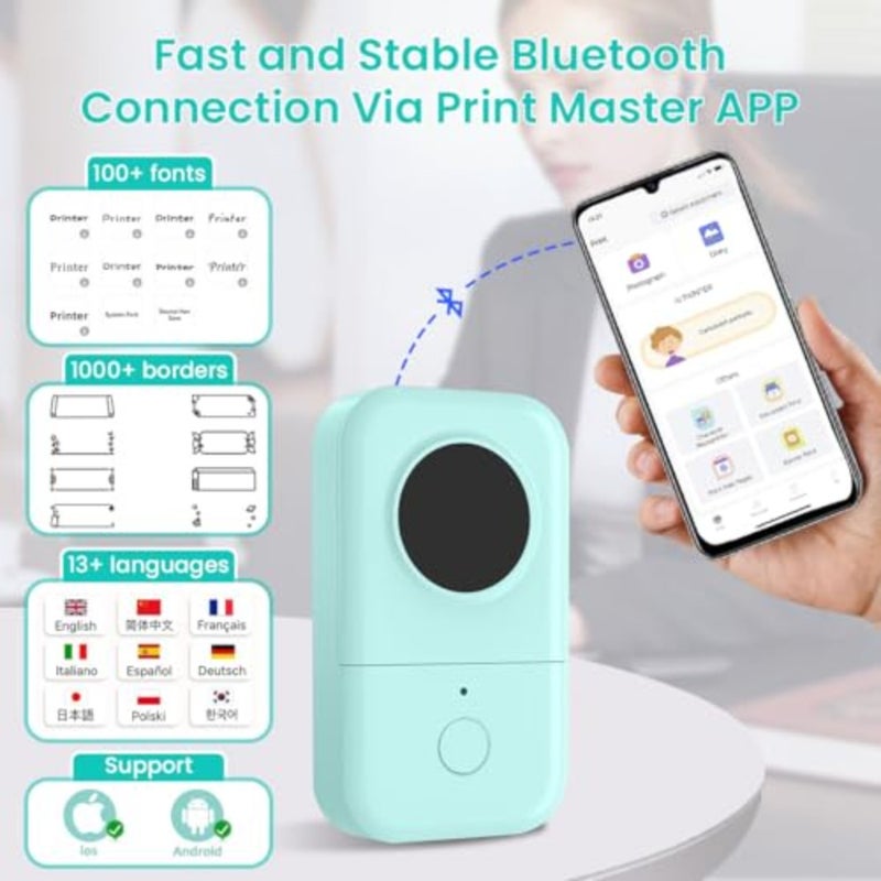 ® NiiMbot Mini Bluetooth Label Maker with 1 Roll Tape, Portable Wireless Thermal Label Printer, Inkless for Android and iOS, Black on White, Organization for Kitchen Jars, Office, Home, Green - Image 2