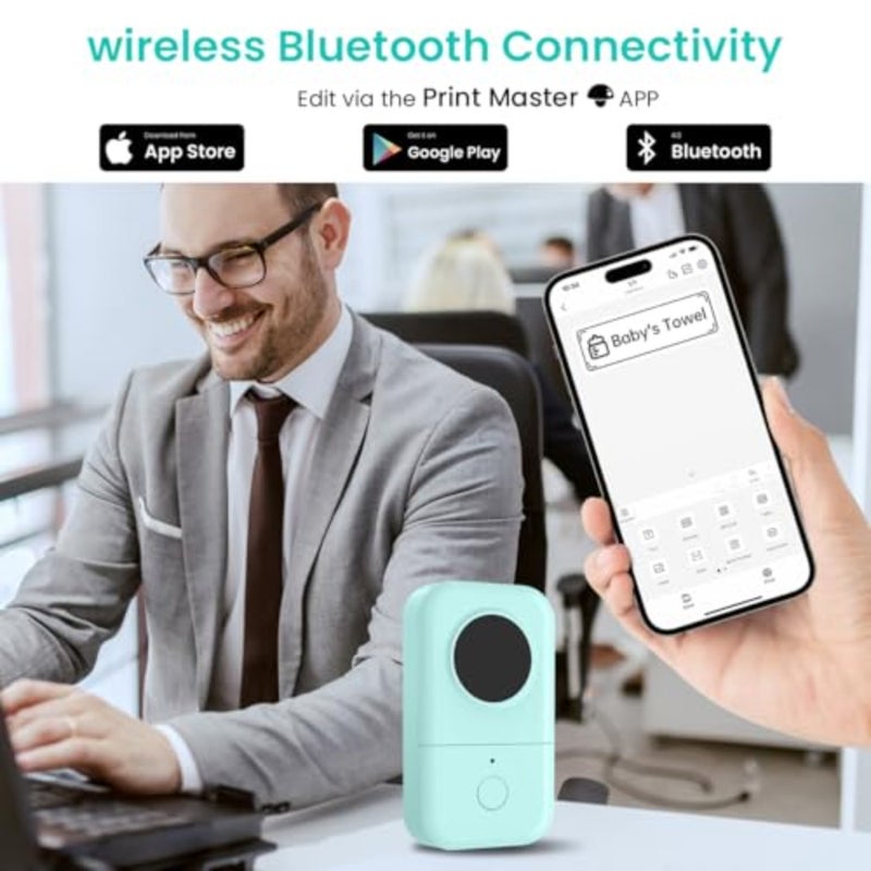 ® NiiMbot Mini Bluetooth Label Maker with 1 Roll Tape, Portable Wireless Thermal Label Printer, Inkless for Android and iOS, Black on White, Organization for Kitchen Jars, Office, Home, Green - Image 3