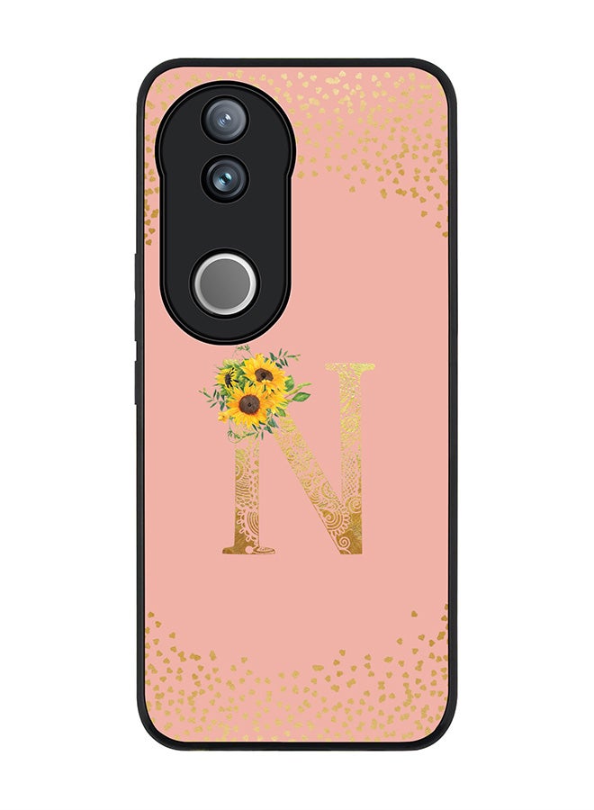 Stylizedd For Vivo V50 / vivo V50e 5G Case,Slim fit Camera Protection, Shockproof Thin Phone cover  - Custom Floral Monogram - N  (Rose Pink ) - Image 1