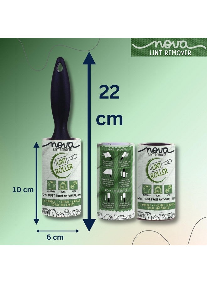 NOVA LINT REMOVER Lint Roller For Clothes Pet Hair Fur Remover From Clothes Lint Remover For Clothes Lint Remover Roller With Cover| 3 Refill (10 Cm) X 60 Sheets = 180 Sheets | - Image 4