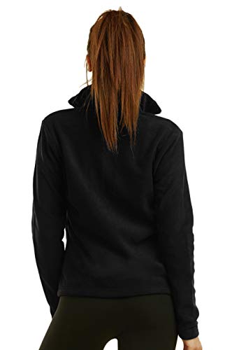 Sofra Women's Polar Fleece Full Zip Up Winter Jacket (M, Black) - Image 4
